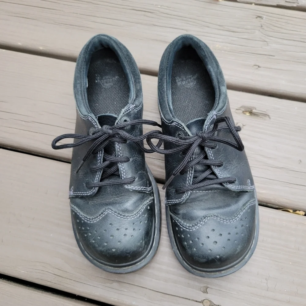 Vintage 90s y2k‎ Dr Martens Docs Chunky Cap Toe Black Leather Platform Oxfords